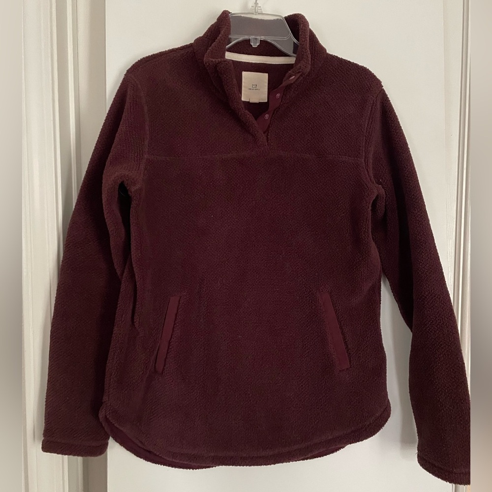 Thread & Supply Fleece Pullover Sweatshirt Burgundy NWOT